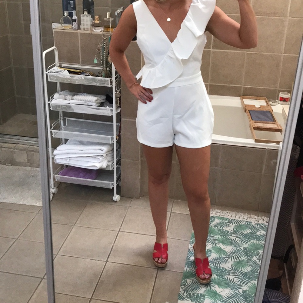 NWT White Ruffle Romper